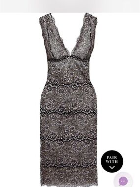 BNWT Cosabella Prêt à Porter Lace V-Neck Sheath Dress in Black and Gray Size L